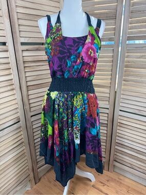 Signature Purple Floral witchy Dress with Multicolor Bloom vibrant vintage